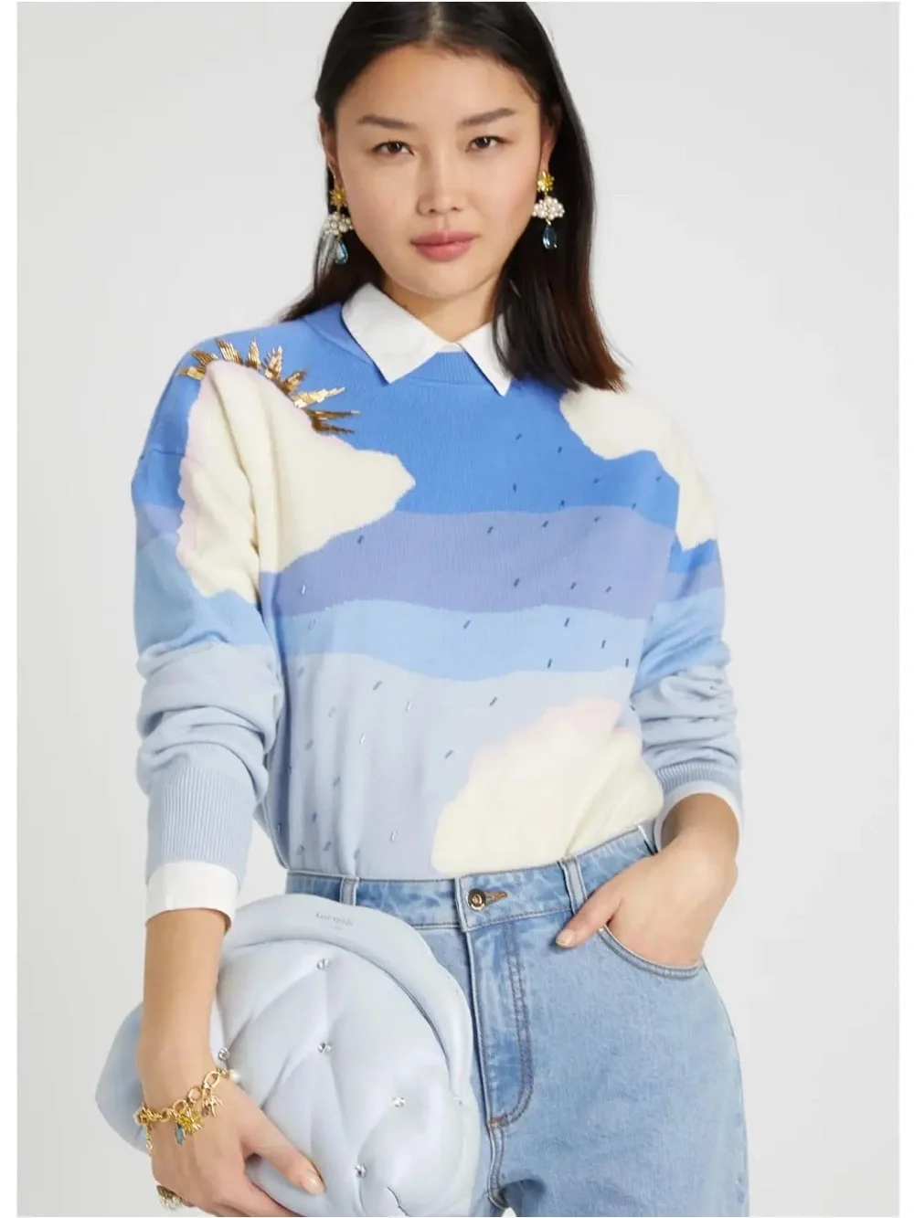 Kate Spade Shade Quilted Cloud Clutch Blue